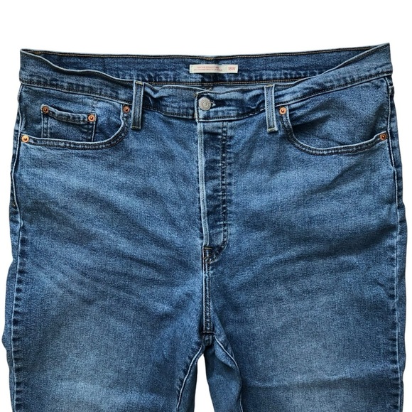 Levi’s Ribcage Straight Ankle Size 18W Medium Wash Raw Hem Wide Leg Crop - Picture 3 of 15